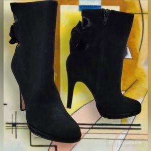 Bebe Black Suede High Heel Booties. Size 37 (7)